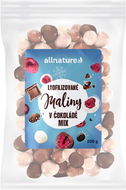 Allnature Mrazem sušené maliny Mix v mléčné, hořké a bílé čokoládě 100 g - Lyofilizované ovoce