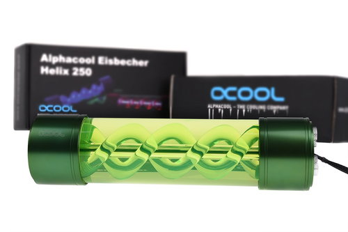 Alphacool Eisbecher Helix 250mm Reservoir - green - Expansion Tank - Main image