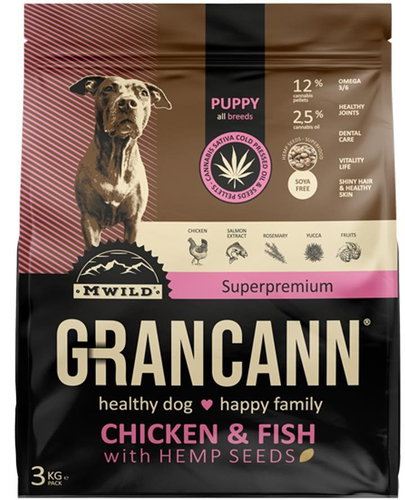 Grancann Chicken & Fish with Hemp Puppy All Breeds 3kg - Kibble for Puppies - Main image