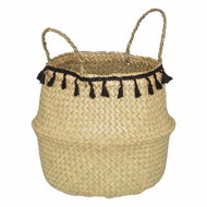 Atmosphera Natural toy basket with black tassels, 30 × 37 cm - Storage Box