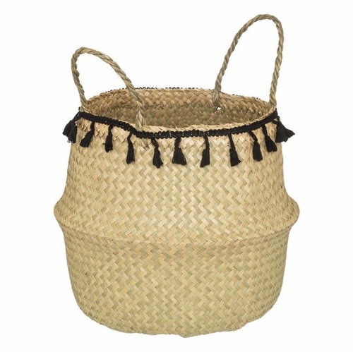 Atmosphera Natural toy basket with black tassels, 30 × 37 cm - Storage Box - Main image