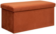 Atmosphera Long bench with storage LILOU, velvet, foldable, 76 × 38 cm, orange - Bench