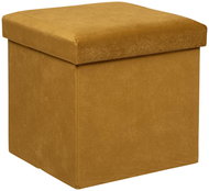 Atmosphera Stool with storage LILOU, velvet, foldable, 38 × 38 × 38 cm, cinnamon - Ottoman