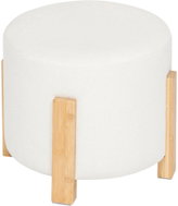 Atmosphera Bouclé stool with bamboo legs, diameter 32 cm - Ottoman