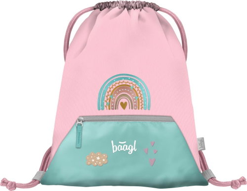 BAAGL Drawstring Bag with Pocket Rainbow Pink - Shoe Bag - Main image
