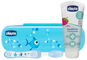 CHICCO Set zubní kartáček s pouzdrem + pasta Always Smiling modrý 12m+ - Sada pro ústní hygienu