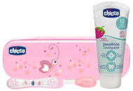 CHICCO Set toothbrush with case + toothpaste Always Smiling pink 12m+ - Oral Hygiene Set