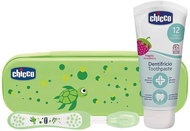 CHICCO Set toothbrush with case and toothpaste Always Smiling green 12m+ - Oral Hygiene Set