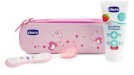 CHICCO Fluoride toothbrush and toothpaste set in case Always Smiling pink 12m+ - Oral Hygiene Set