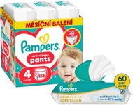 PAMPERS Pants vel. 4 (156 ks) + PAMPERS Aqua Soft Touch 60 ks - Plenkové kalhotky
