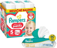 PAMPERS Pants veľ. 5 (136 ks) + PAMPERS Aqua Soft Touch 60 ks - Plienkové nohavičky