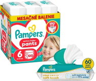 PAMPERS Pants veľ. 6 (120 ks) + PAMPERS Aqua Soft Touch 60 ks - Plienkové nohavičky