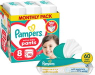 PAMPERS Pants vel. 8 (92 ks) + PAMPERS Aqua Soft Touch 60 ks - Nappies