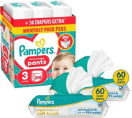 PAMPERS Pants 3 (210 db) + PAMPERS Aqua Soft Touch, 120 db (2× 60 db) - Bugyipelenka