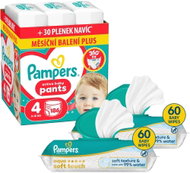 PAMPERS Pants vel. 4 (186 ks) + PAMPERS Aqua Soft Touch 120 ks (2× 60 ks) - Plenkové kalhotky