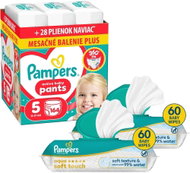 PAMPERS Pants veľ. 5 (164 ks) + PAMPERS Aqua Soft Touch 120 ks (2× 60 ks) - Plienkové nohavičky