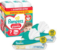 PAMPERS Pants 6 (144 db) + PAMPERS Aqua Soft Touch, 120 db (2× 60 db) - Bugyipelenka