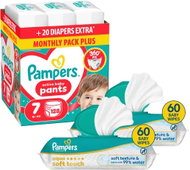 PAMPERS Pants vel. 7 (128 ks) + PAMPERS Aqua Soft Touch 120 ks (2× 60 ks) - Nappies