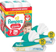 PAMPERS Pants veľ. 7 (128 ks) + PAMPERS Aqua Soft Touch 120 ks (2× 60 ks) - Plienkové nohavičky