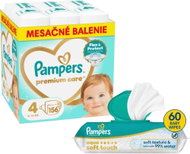 PAMPERS Premium Care veľ. 4 (156 ks) + PAMPERS Aqua Soft Touch 60 ks - Jednorazové plienky
