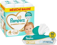 PAMPERS Premium Care vel. 4 (156 ks) + PAMPERS Aqua Soft Touch 60 ks - Jednorázové pleny