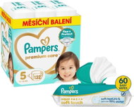 PAMPERS Premium Care vel. 5 (132 ks) + PAMPERS Aqua Soft Touch 60 ks - Jednorázové pleny