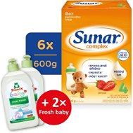 Sunar Complex 4 strawberry 6 × 600 g + 2 × FROSCH Baby Hypoallergenic detergent 500 ml - Baby Formula