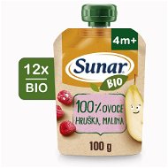 Kapsička pre deti Sunar BIO ovocná kapsička hruška, malina 4m+, 100 g - Kapsička pro děti