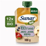 Sunar Organic Apple, strawberry, blueberry 12×100 g - Meal Pocket
