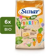 Chrumky pre deti Sunar BIO Party mix, hráškové a mrkvové detské chrumky 6× 45 g - Křupky pro děti