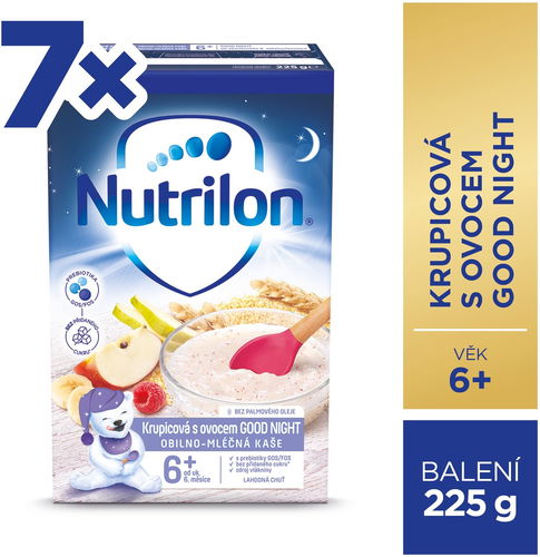 Nutrilon Pronutra Krupicová kaše s ovocem GOOD NIGHT 7× 225 g - Mléčná kaše - Hlavní obrázek