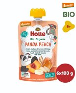 Kapsička pre deti HOLLE Panda Peach BIO broskyňa marhuľa banán špalda 6× 100 g - Kapsička pro děti