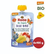Meal Pocket HOLLE Blue Bird Organic pear apple blueberry and flakes 6×100 g - Kapsička pro děti