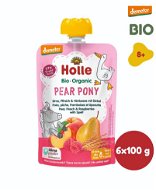 Kapsička pre deti HOLLE Pear Pony BIO hruška broskyňa maliny a špalda 6× 100 g - Kapsička pro děti