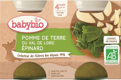 BABYBIO Potatoes with spinach 2× 130 g - Baby Food - Main image