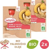 BABYBIO Hruška, banán a proso 2× (4× 90 g) - Kapsička pre deti