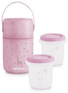 MINILAND Hőszigetelő tok + étkezési csészék Rózsaszín 2 db - Ételtároló doboz szett