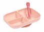 Beaba Tanier silikónový delený s prísavkou + lyžička Pink - Detský tanier