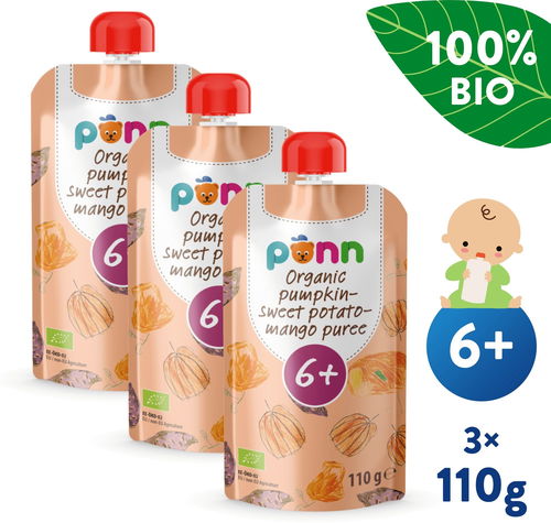 SALVEST Ponn BIO Pyré z dýně, brambor a manga 3× 110 g - Kapsička pro děti - Hlavní obrázek