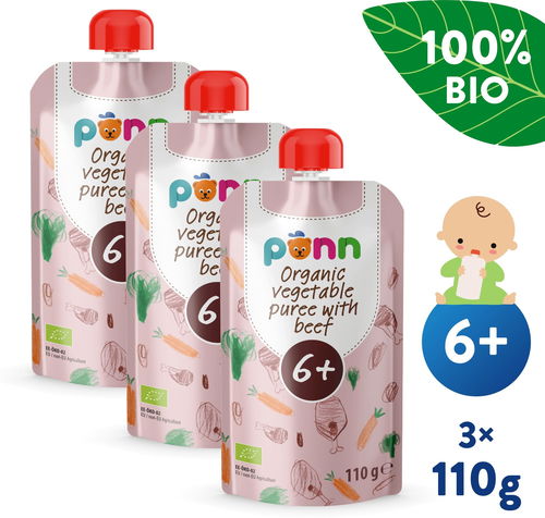 SALVEST Ponn BIO Hovězí maso se zeleninovým pyré 3× 100 g - Kapsička pro děti - Hlavní obrázek