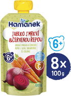 HAMÁNEK jablko s mrkví a červenou řepou 8× 100 g - Kapsička pro děti