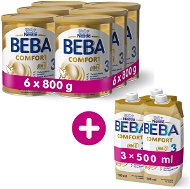 BEBA COMFORT 3 HM-O (6 × 800g) + 3 × BEBA COMFORT Liquid 3 HM-O (500ml) - Baby Formula