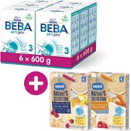 BEBA OPTIPRO 3 (6 × 600 g) + Néstlé Nature's  Selection 2 × Milk cereal porridge 250 g (Raspberry) - Baby Formula