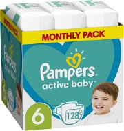 Jednorázové pleny PAMPERS Active Baby vel. 6, Monthly Pack 128 ks - Jednorázové pleny