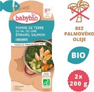 BABYBIO, Zemiaky a špenát s lososom a ryžou, 2× 200 g - Príkrm