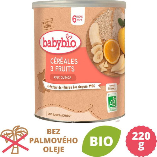 BABYBIO Ovocná kaše banán pomeranč jablko 220 g - Nemléčná kaše - Hlavní obrázek
