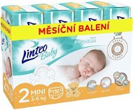 LINTEO Baby Prémium MINI (3–6 kg) 136 ks  - Jednorázové pleny