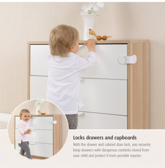 Corner cupboard child clearance lock