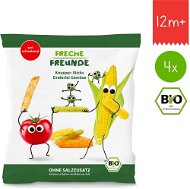 Freche Freunde BIO Zeleninové tyčinky s paradajkou, kukuricou a hráškom 4× 30 g - Chrumky pre deti
