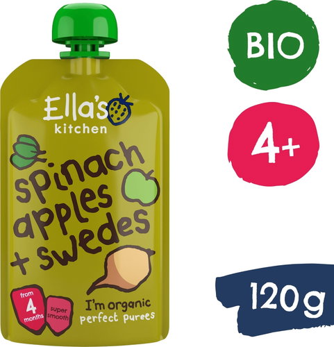 Ella's Kitchen Organic spinach apple and turnip 120 g - Meal Pocket - Main image